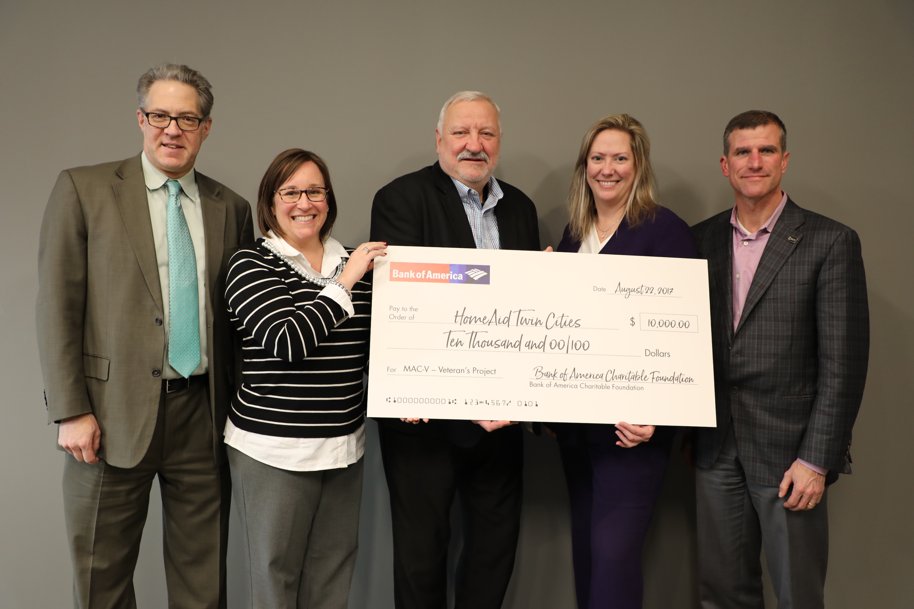 Image for Bank of America Charitable Foundation Donates to HomeAid Twin Cities/BATC-Housing First Minnesota Foundation